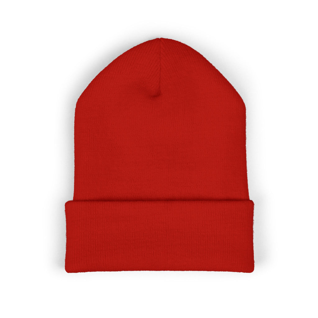 Embroidered 'Dewey Hills Forge' Cuffed Beanie — Gothic Black Knit Hat