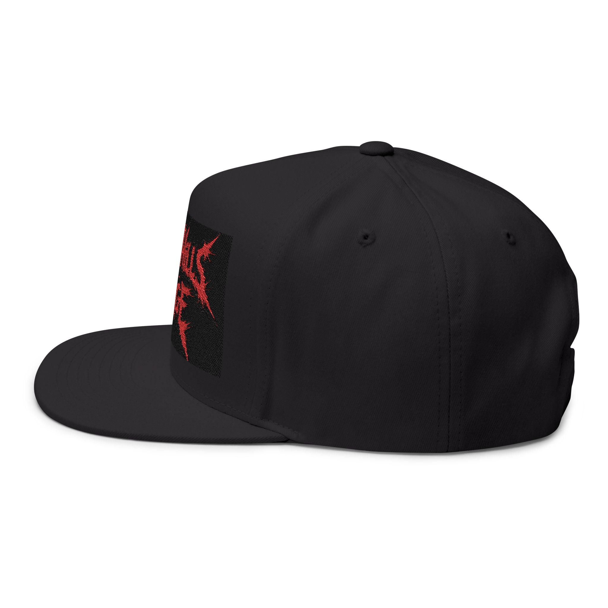 Dewey Hills Forge Embroidered Flat Bill Cap — Red Metal Logo Snapback