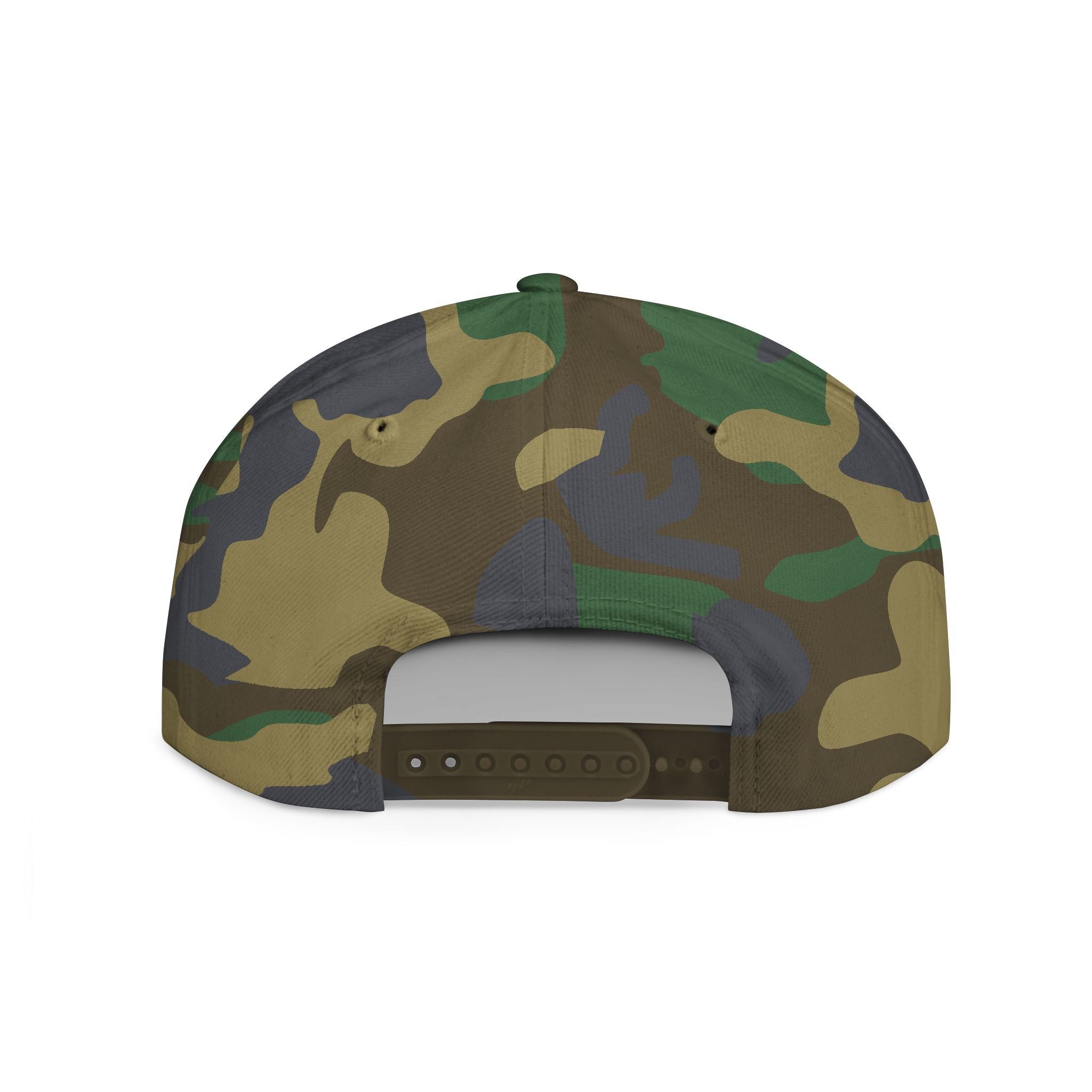 Snapback Hat — Embroidered Gas Mask Character Flat Bill Cap