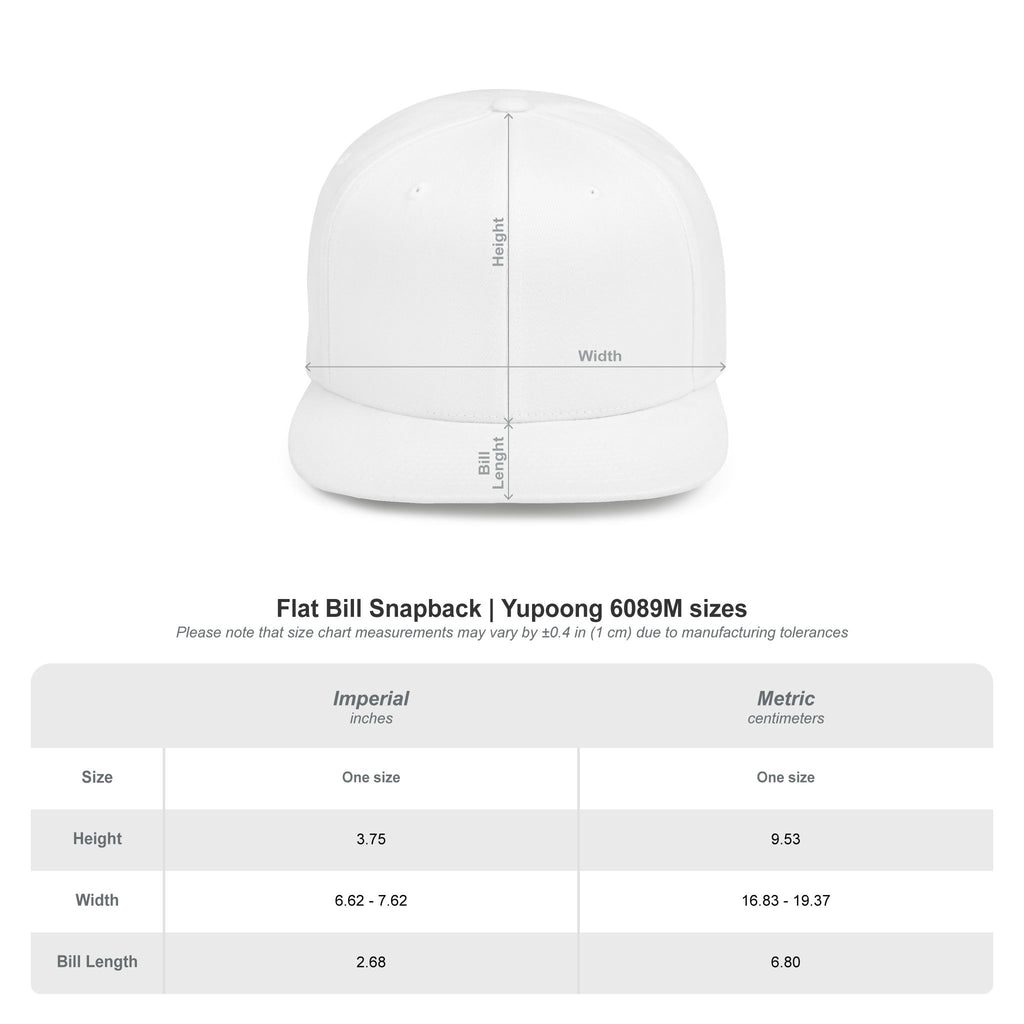 Snapback Hat — Embroidered Gas Mask Character Flat Bill Cap