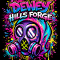 Gas Mask Graffiti Tee — “Dewey Hills Forge” Neon Streetwear T‑Shirt