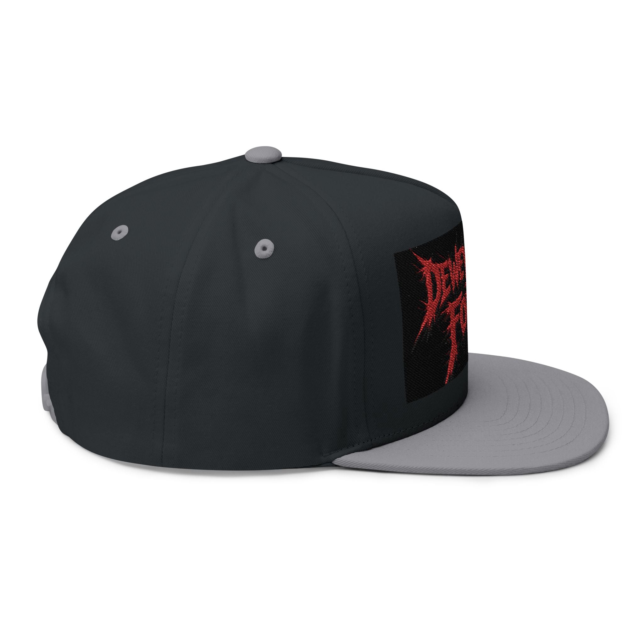 Dewey Hills Forge Embroidered Flat Bill Cap — Red Metal Logo Snapback